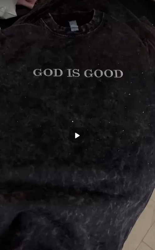 ACID WASH - GOOD IS GOOD - EMBROIERED /RHINESTONES T SHIRT - UNISEX